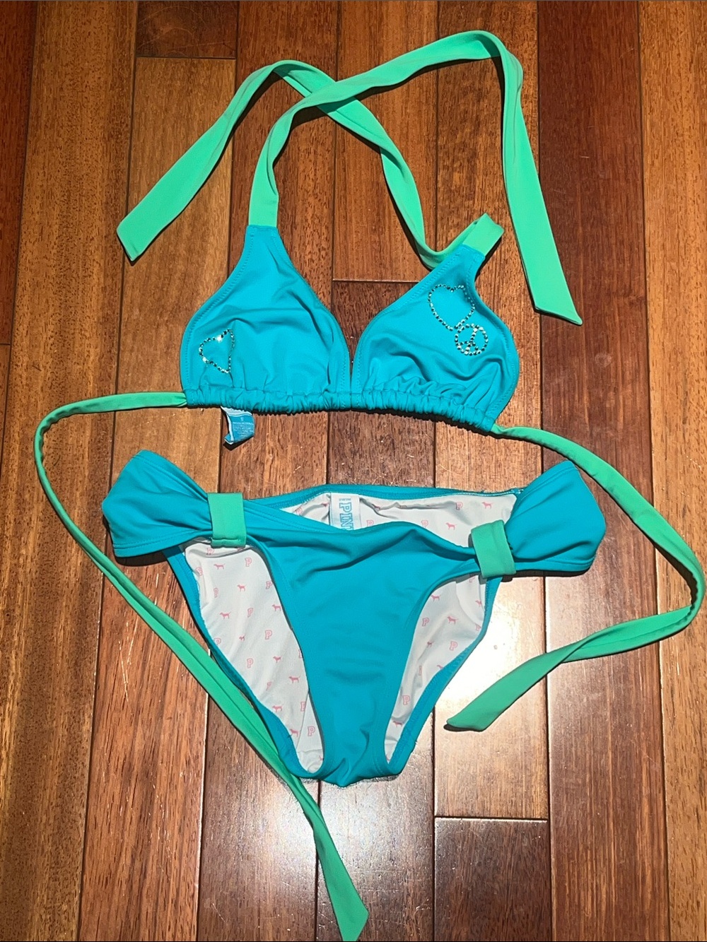 VS PINK Turquoise & Mint Two-Piece Bikini